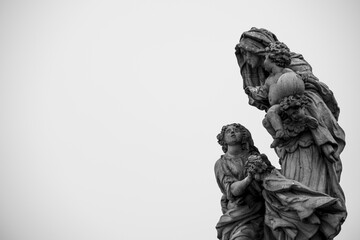 black and white dramatic statue
