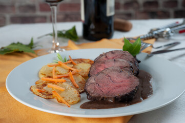 Braised in barolo in the white dish