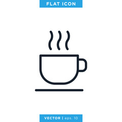 Hot Drink Icon Vector Design Template. Hot Coffee Icon.