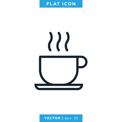 Hot Drink Icon Vector Design Template. Hot Coffee Icon.