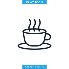 Hot Drink Icon Vector Design Template. Hot Coffee Icon.