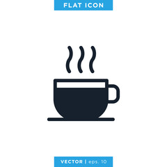 Hot Drink Icon Vector Design Template. Hot Coffee Icon.