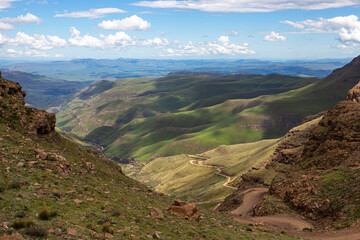 Naklejka premium View from top of Sani Pass over KwaZulu-Natal