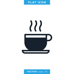 Hot Drink Icon Vector Design Template. Hot Coffee Icon.