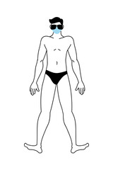 man with mask and in swimsuit in summer