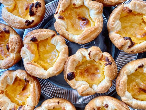 Portugese pastries - pasteis de nata. Delicious home made cuisine that is typical for the Lisbon region.