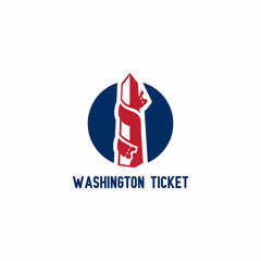 Washington logo design with ticket fit for your company logo.