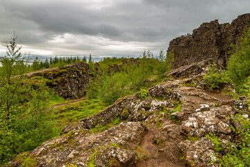 View of the Thingvallavatn, the largest natural lake, Iceland.