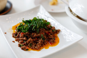 stir-fried pork with basil Thai Racipe.
