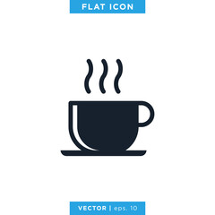 Hot Drink Icon Vector Design Template. Hot Coffee Icon.