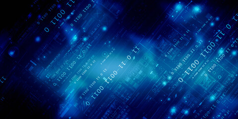 2d illustration abstract digital binary data on computer screen