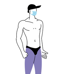 Fototapeta premium man with mask and in swimsuit in summer