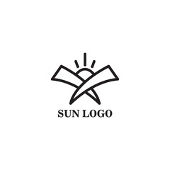 logo sunset line design vector book