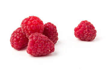 Fresh  red raspberry isolated on white background. Berry in close-up