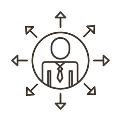 businessman figure with arrows line style icon