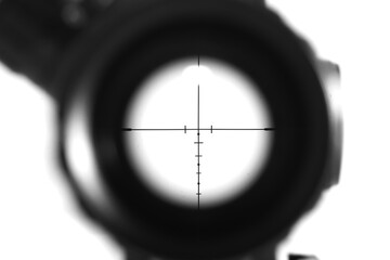 Sniper scope rifle isolate on white background - obrazy, fototapety, plakaty