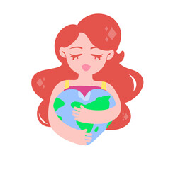 Girl hugs the Earth