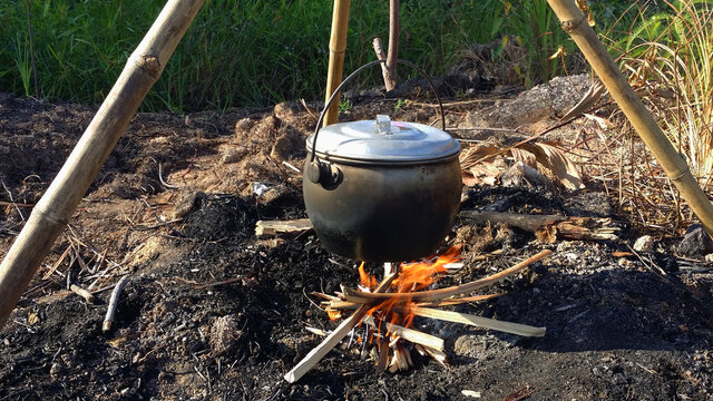 Outdoor open fire and cooking