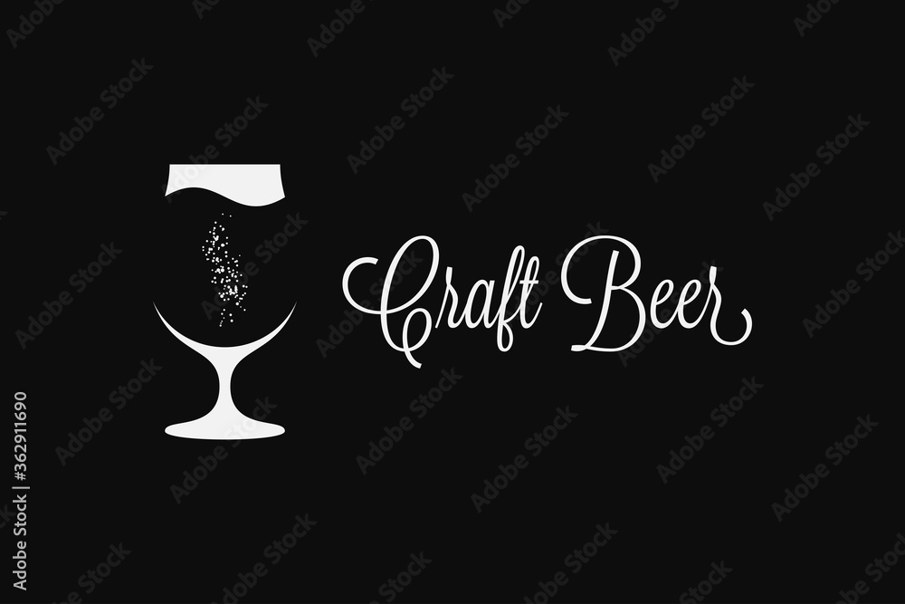 Sticker craft beer glass logo on black background