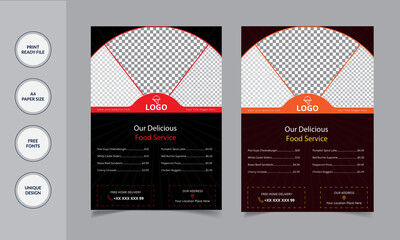 Fast food menu Flyer design vector template in A4 size. flyer, Layout Design Template . food concept.