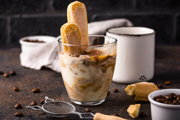 Tiramisu ice cream. Italian dessert