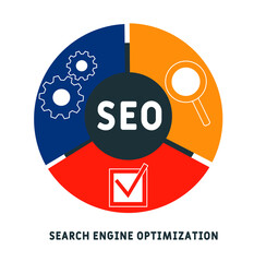 SEO : Search engine optimization. Flat illustration analytics design. infographics business concept. Internet web site promotion concept vector layout.