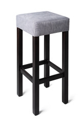 High wooden bar stool isolated on white