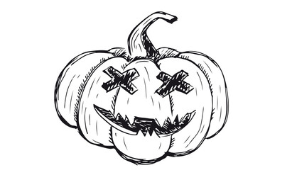 Halloween pumpkins set. Hand drawn illustration.	