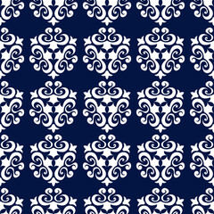Floral dark blue seamless background. With flowers pattern