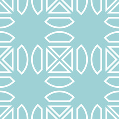 Fototapeta premium Geometric seamless pattern. White print on blue background