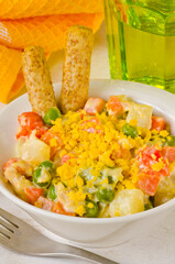 Spanish Cuisine. Russian salad or Olivier Salad.Ensaladilla rusa.