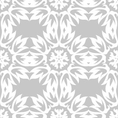 Gray floral seamless background with white design