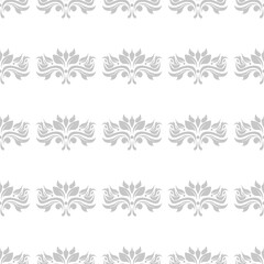 Floral seamless background. Gray pattern on white