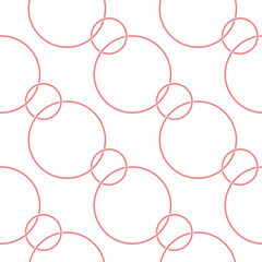 Geometric seamless background. Pink round pattern on white background