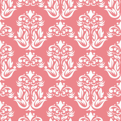 Floral seamless pattern. White flowers on pale pink background