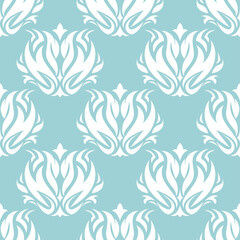 Floral seamless background. White pattern on blue backdrop