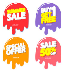 Set Sale banners design template, discount tags, Summer deal, app icons, vector illustration 