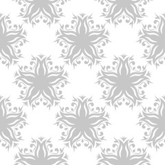 Fototapeta premium Gray seamless floral pattern on white background