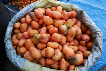 Peruvian potatoes for sale at the Huascaran market