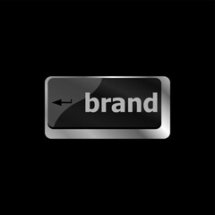 Wording brand on computer laptop keyboard keys