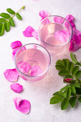 Obraz na płótnie Canvas Pink rose water, summer healthy drink
