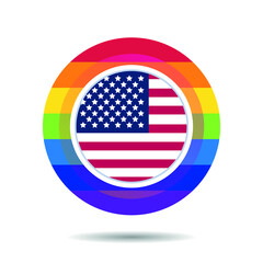 The USA flag with the LGBT Rainbow Flag, which consists of the meanings of the words: life, healing, sunlight, nature, tranquility and spirit. 
icon for social networks and blogs
