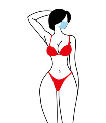 woman with mask and swimsuit summer