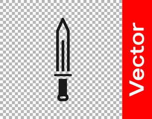 Black Medieval sword icon isolated on transparent background. Medieval weapon. Vector.
