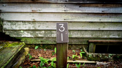 Numbered sign on property of Batsto, NJ.