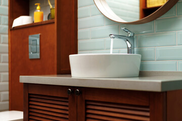 Modern bathroom interior with white ceramic sink