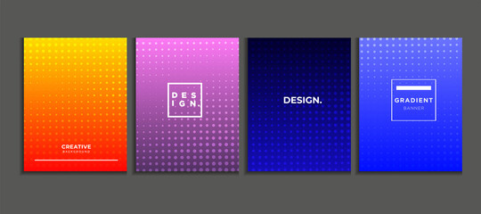 gradient poster background set with halftone, modern banner concept vector.