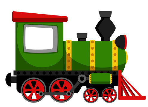 Green locomotive train on a white background