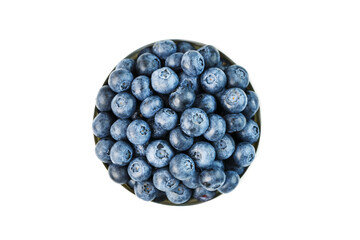 Juicy and ripe Blueberries in a white plate on a white background