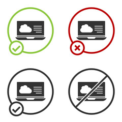 Black Weather forecast icon isolated on white background. Circle button. Vector.